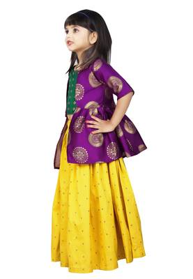 Girls Yellow Lehenga Choli Dress  3