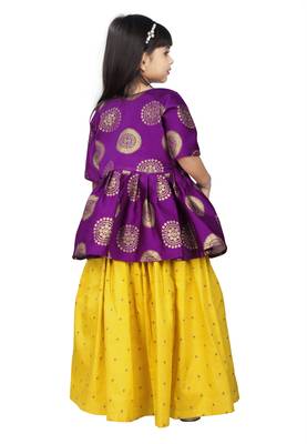Girls Yellow Lehenga Choli Dress  4
