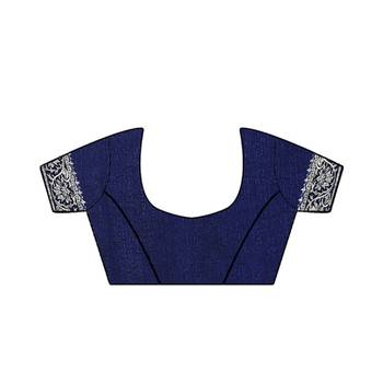Blue embroidered art silk saree with blouse 5