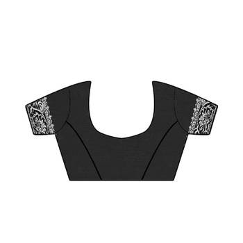 Black embroidered art silk saree with blouse 5