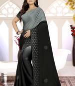 Black stone art silk saree with blouse