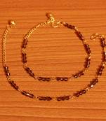 Purple Beaded Gold Plated Anklets