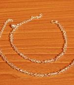 White Crystal Beaded Silver Plated Anklets