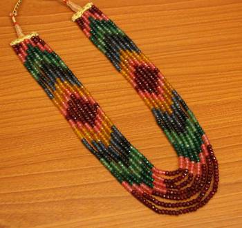 Multicolour Semi Precious Barfi Pattern Necklace 1