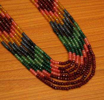 Multicolour Semi Precious Barfi Pattern Necklace 2