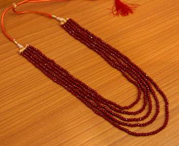 Maroon Colour 5 Line Swarowski Necklace 1