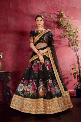 black embroidered silk lehenga 1