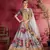 grey floral print embroidered art silk heavy wedding lehenga set choli with dupatta with dupatta
