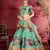light green floral print embroidered art silk wedding lehenga set choli with dupatta and dupatta