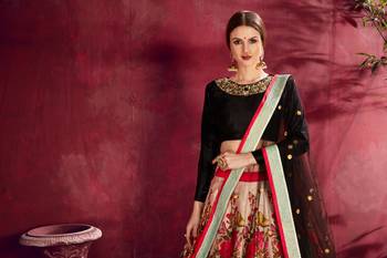 black floral art silk wedding lehenga set choli with dupatta with dupatta for women stylish 4