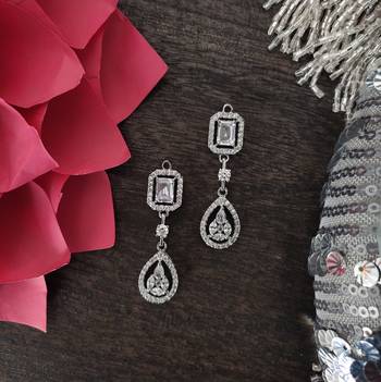 Silver Faux Diamond Victorian Earrings 1