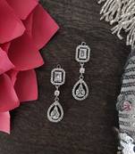 Silver Faux Diamond Victorian Earrings