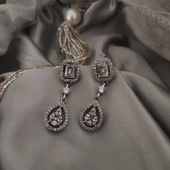 Silver Faux Diamond Victorian Earrings 2