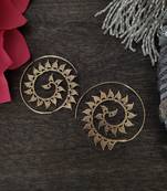 Oxidised Gold Tribal Spiral Earrings