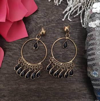 Black Gold Plated Chandbali Earrings 1
