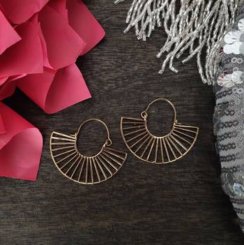 Gold Plated Hoop Embossed Earrings 1