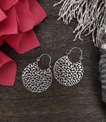 Oxidised Silver Embossed Earrings