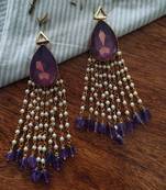 Purple Gold Plated Crystal and Pearl Earrings
