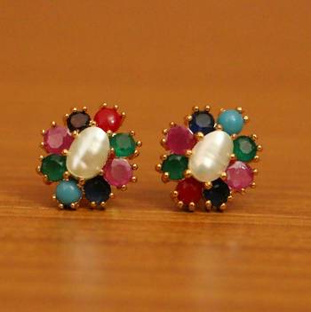 Multicolor Pearl Studs 1