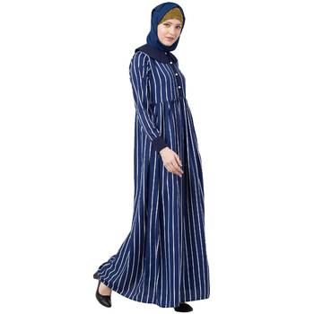 Blue And White Striped Abaya With Baby Collar 2