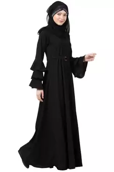 Umbrella Abaya With Bell Sleeves- Black