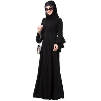 Umbrella Abaya With Bell Sleeves- Black 3