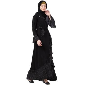 Designer Polka Dotted Abaya- Black 2