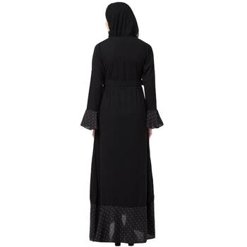 Designer Polka Dotted Abaya- Black 5