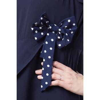 Polka Dotted Asymmetrical Dress Abaya- Navy Blue 4