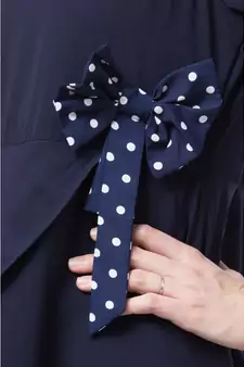 Polka Dotted Asymmetrical Dress Abaya- Navy Blue
