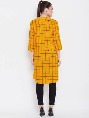 Women Mustard Color Geometric Printed Rayon Tunic 2