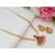Cute Gold Tone Kemp Stone Attigai Necklace with Matching Jhumkas