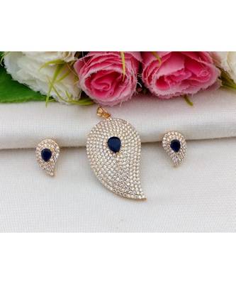 Mezmerising Designer Cubic Zircon Mango Pendant with Matching Ear Rings 1