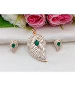 Mezmerising Designer Cubic Zircon Mango Pendant with Matching Ear Rings