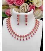 Mezmerising Designer American Diamond Necklace with Matching Ear Rings