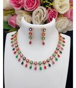 Mezmerising Designer Navratan Stone (AD, Coral & Pearl) Necklace with Matching Ear Rings