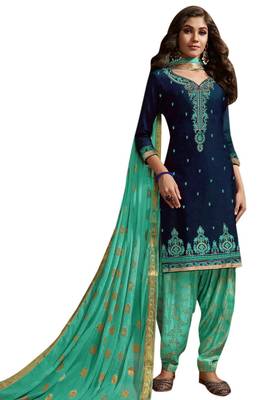 Blue embroidered cotton salwar 1