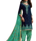 Blue embroidered cotton salwar