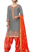 Grey embroidered cotton salwar