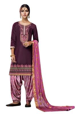 Purple embroidered cotton salwar 1