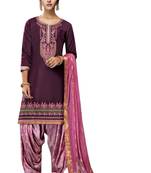 Purple embroidered cotton salwar