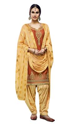 Orange embroidered cotton salwar 1