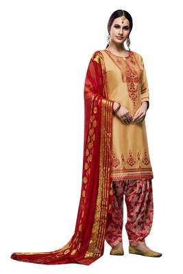 Beige embroidered cotton salwar 1