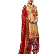 Beige embroidered cotton salwar