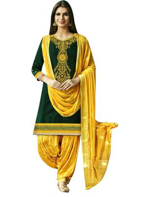 Green embroidered cotton salwar 1