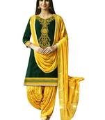 Green embroidered cotton salwar