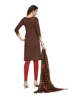 Brown woven banarasi unstitched salwar with dupatta 2