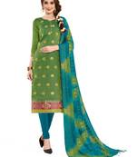 Mehendi woven banarasi unstitched salwar with dupatta