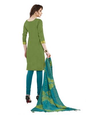 Mehendi woven banarasi unstitched salwar with dupatta 2
