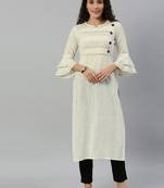 White printed cotton kurtas-and-kurtis